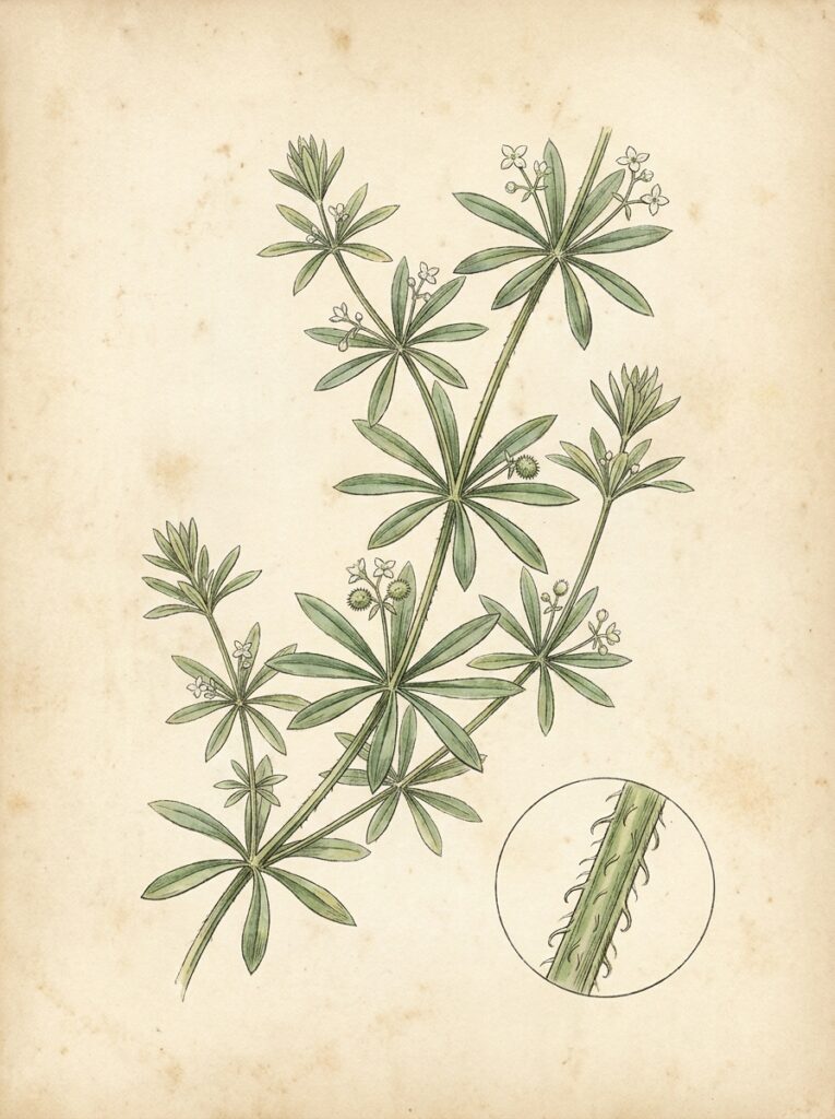 Burresnerre — Galium aparine, botanisk plade