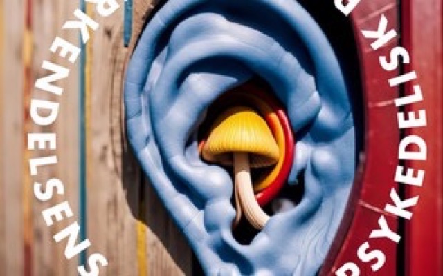 Podcastens cover — et blåt øre med en gul svamp