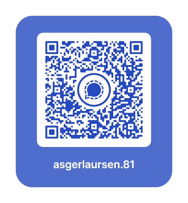 QR-kode der åbner en Signal-samtale med Asger Laursen, brugernavn asgerlaursen.81